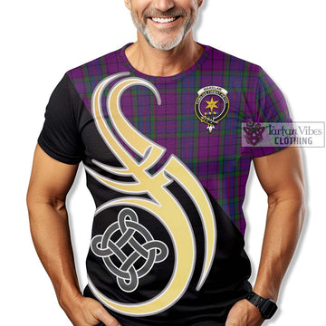 Wardlaw Tartan T-Shirt with Family Crest and Celtic Symbol Style