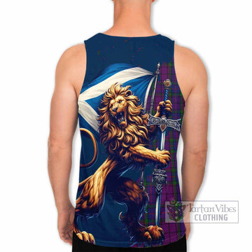 Wardlaw Tartan Family Crest Men's Tank Top with Scottish Majestic Lion