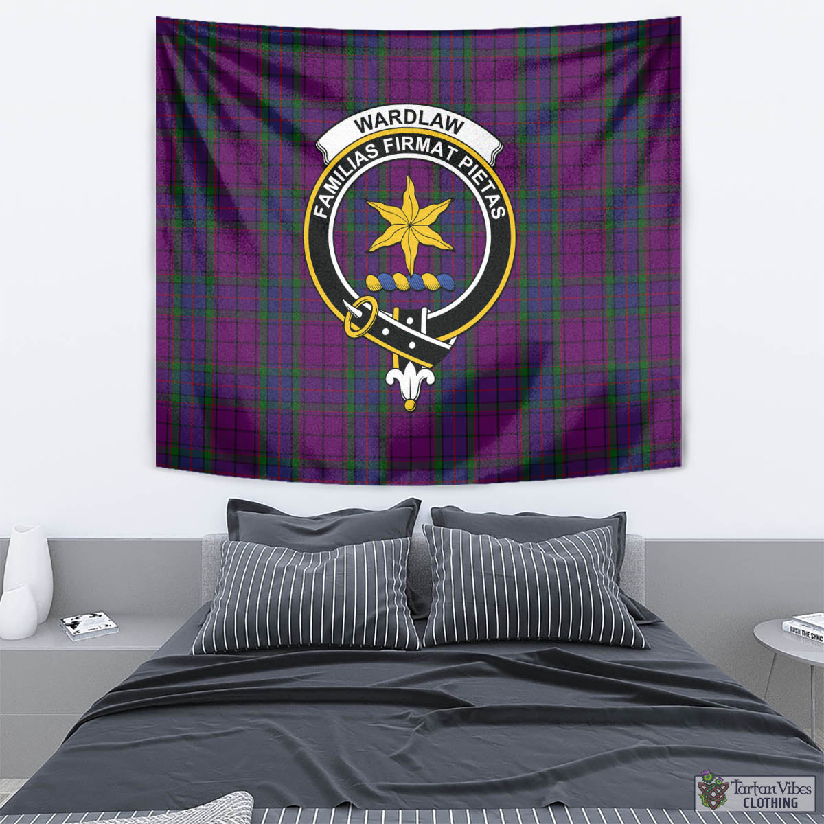 Tartan Vibes Clothing Wardlaw Tartan Tapestry Wall Hanging and Home Decor for Room with Family Crest