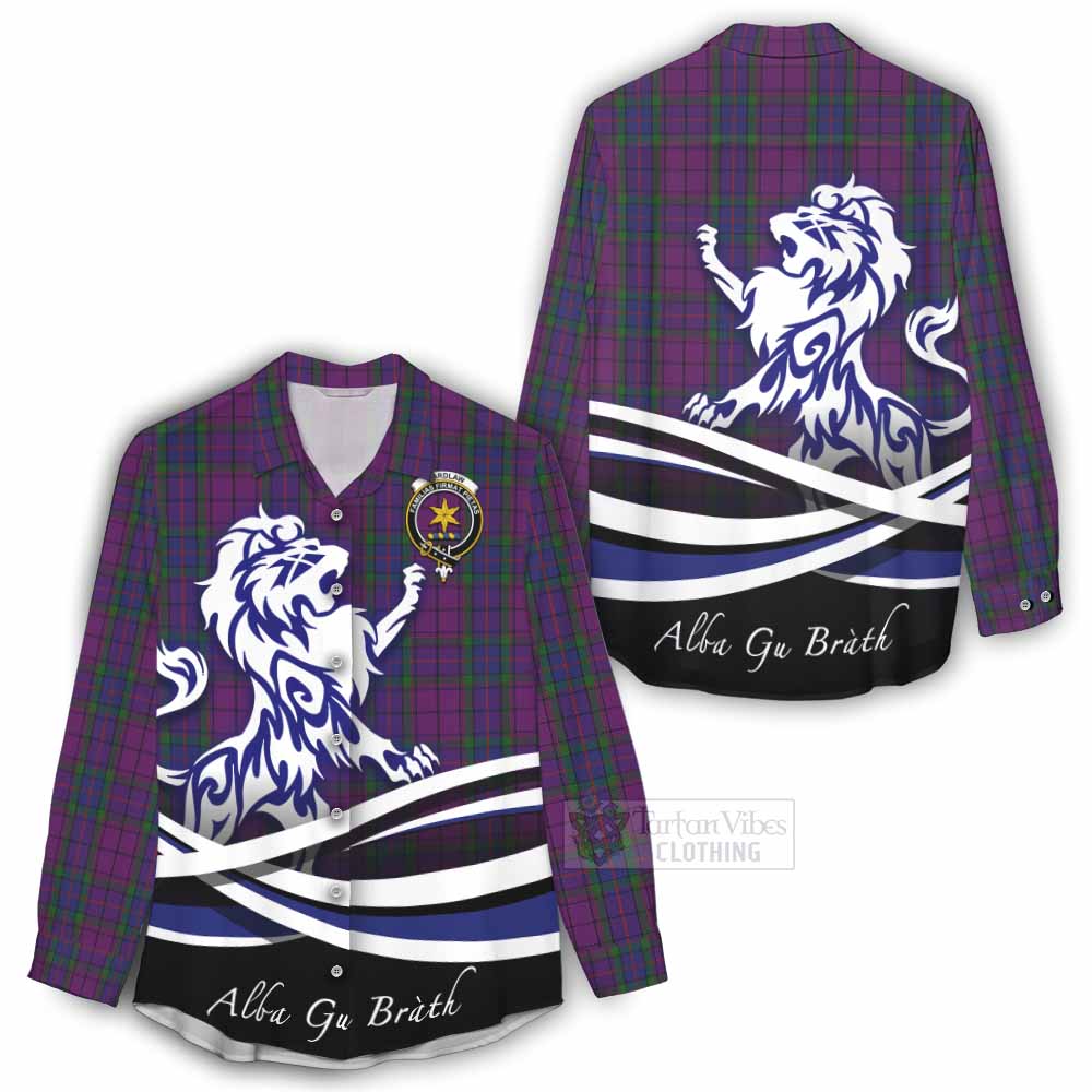 Tartan Vibes Clothing Wardlaw Tartan Women's Casual Shirt with Alba Gu Brath Regal Lion Emblem