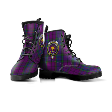 Wardlaw Tartan Leather Boots with Family Crest