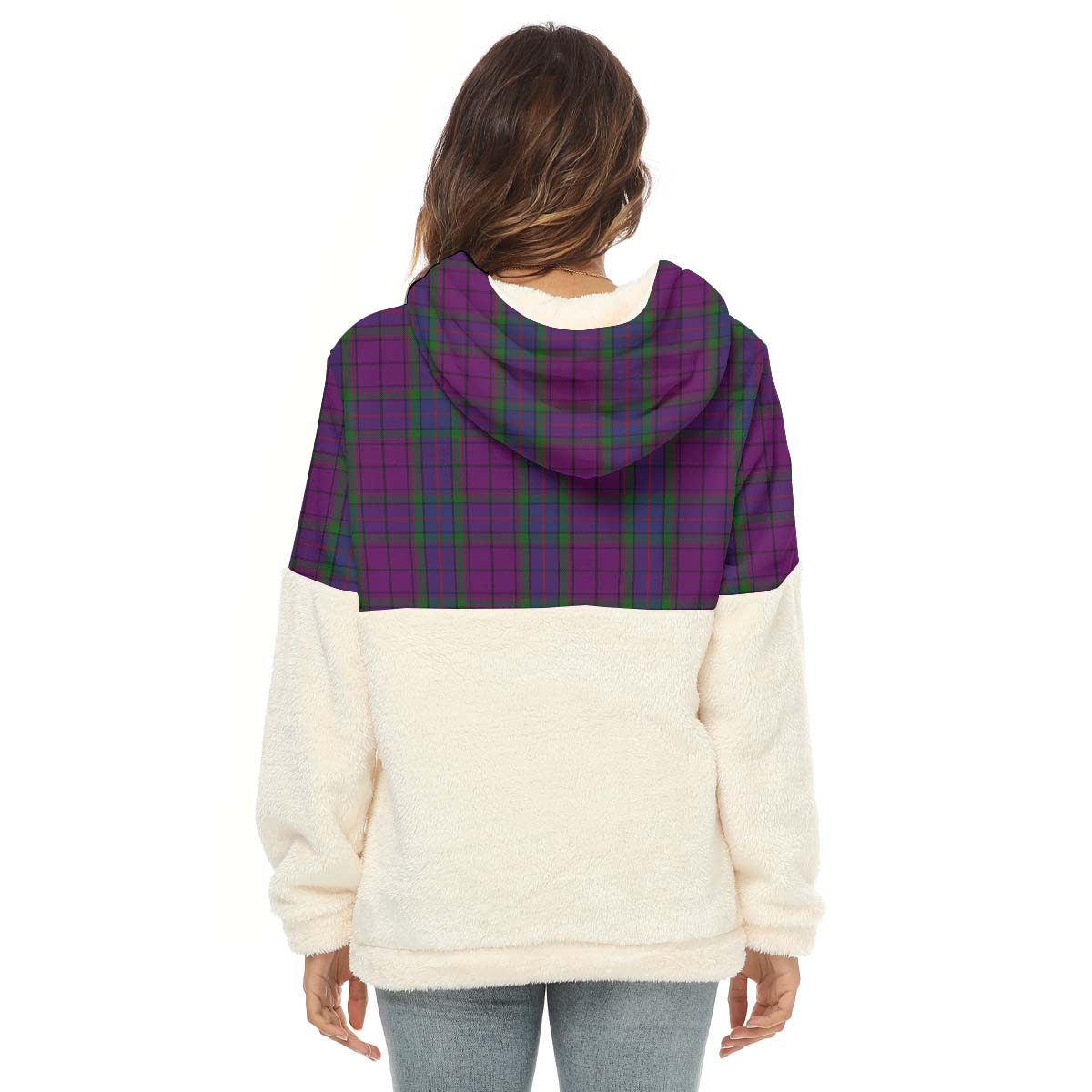 Wardlaw Tartan Women's Borg Fleece Hoodie With Half Zip with Family Crest - Tartan Vibes Clothing