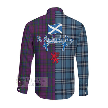 Wardlaw Tartan Long Sleeve Button Shirt Happy St. Andrew's Day Half Tartan Style