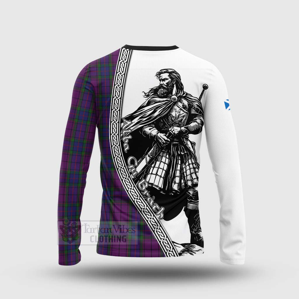 Tartan Vibes Clothing Wardlaw Tartan Clan Crest Long Sleeve T-Shirt with Highlander Warrior Celtic Style