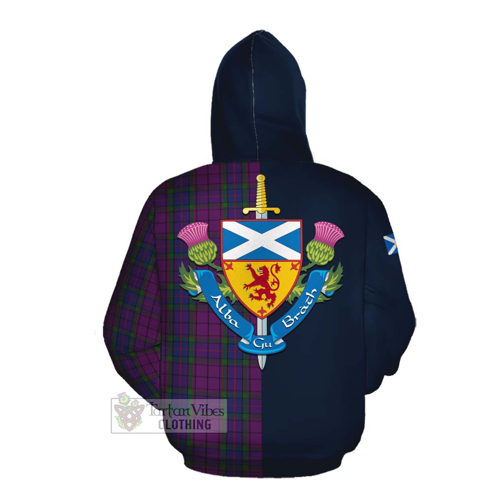 Tartan Vibes Clothing Wardlaw Tartan Cotton Hoodie Alba with Scottish Lion Royal Arm Half Style