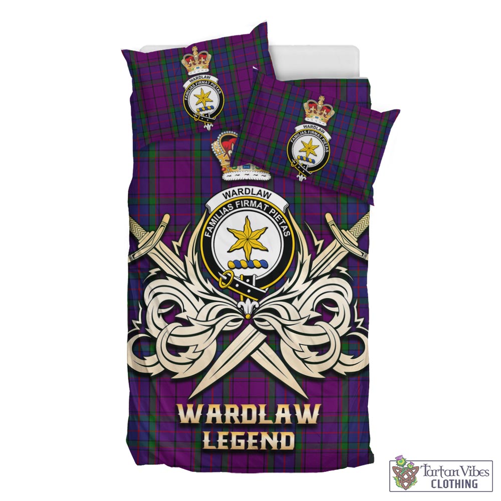Tartan Vibes Clothing Wardlaw Tartan Bedding Set with Clan Crest and the Golden Sword of Courageous Legacy