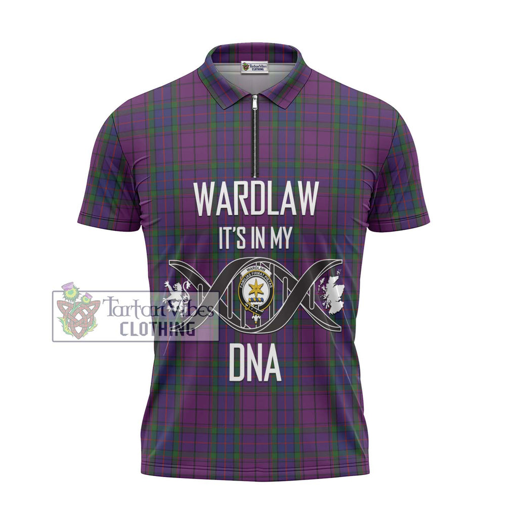 Wardlaw Tartan Zipper Polo Shirt with Family Crest DNA In Me Style - Tartanvibesclothing Shop