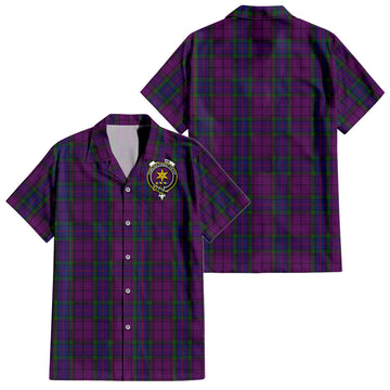 Wardlaw Tartan Short Sleeve Button Down Shirt with Family Crest