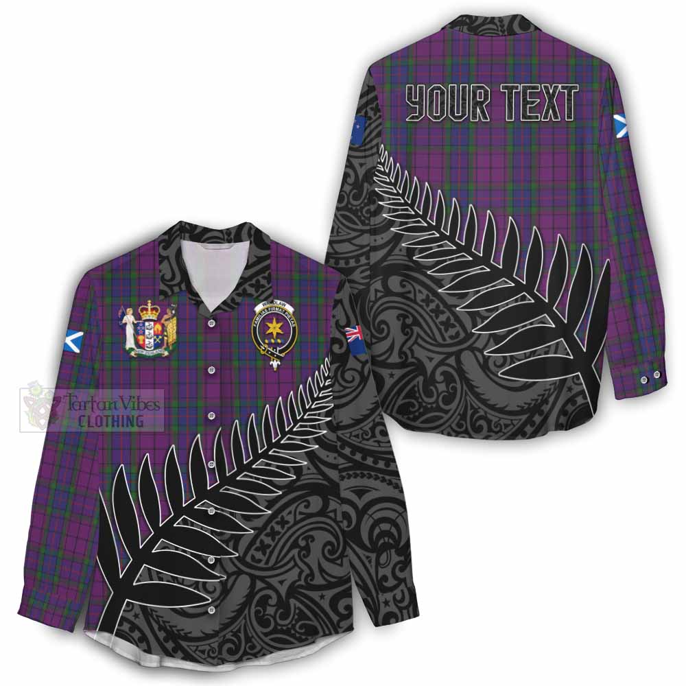 Tartan Vibes Clothing Wardlaw Crest Tartan Women's Casual Shirt with New Zealand Silver Fern Half Style