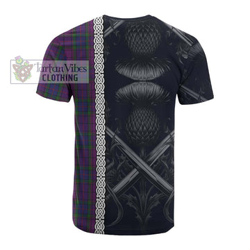 Wardlaw Tartan Cotton T-shirt with Family Crest Cross Sword Thistle Celtic Vibes