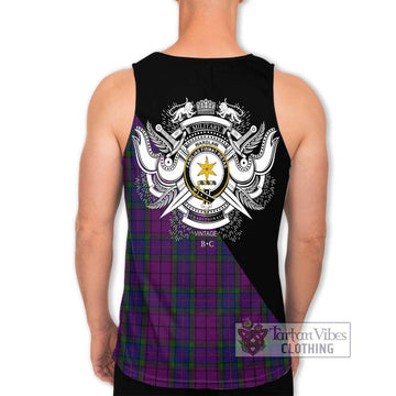 Wardlaw Tartan Men's Tank Top with Family Crest and Military Logo Style