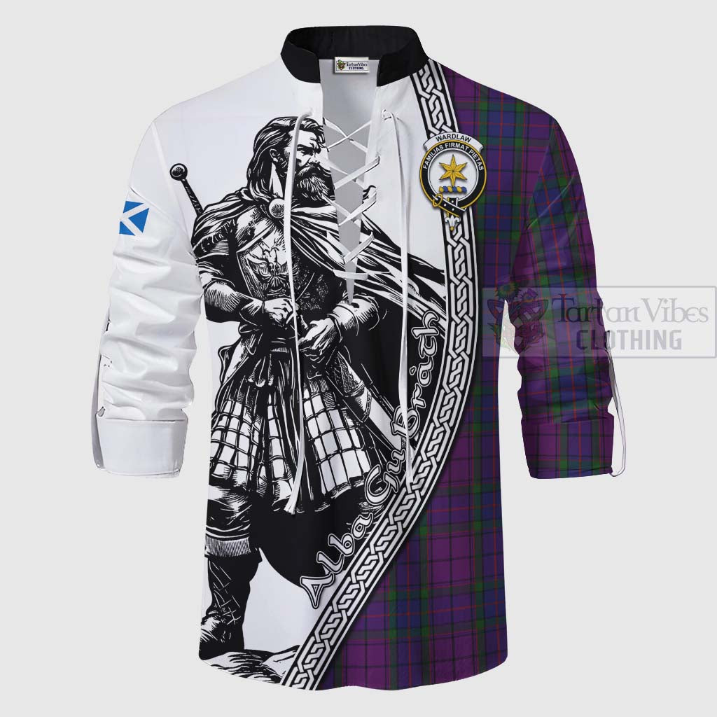 Tartan Vibes Clothing Wardlaw Tartan Clan Crest Ghillie Kilt Shirt with Highlander Warrior Celtic Style