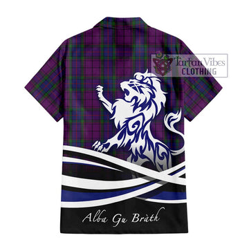 Wardlaw Tartan Short Sleeve Button Shirt with Alba Gu Brath Regal Lion Emblem