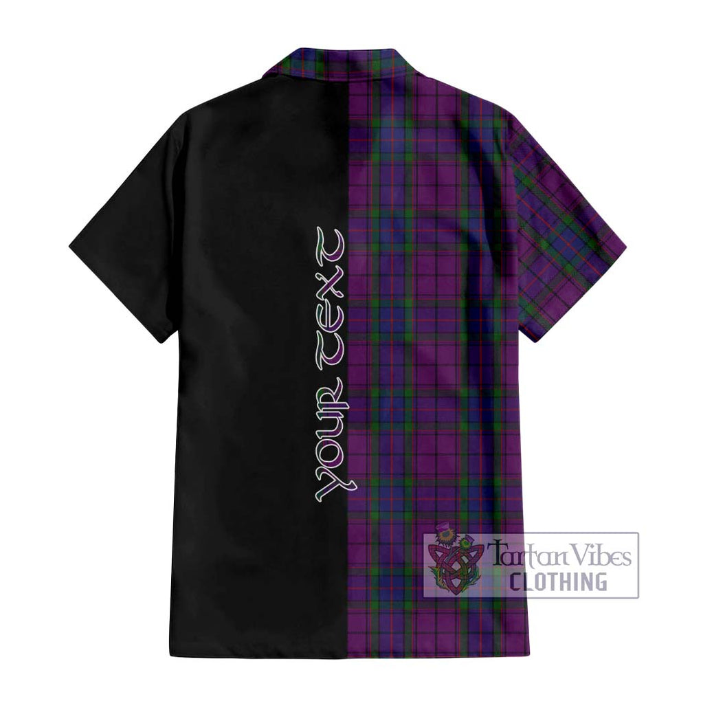 Wardlaw Tartan Short Sleeve Button Shirt with Family Crest and Half Of Me Style - Tartanvibesclothing Shop