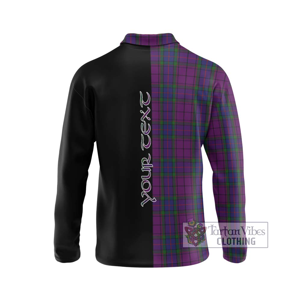 Wardlaw Tartan Long Sleeve Polo Shirt with Family Crest and Half Of Me Style - Tartanvibesclothing Shop