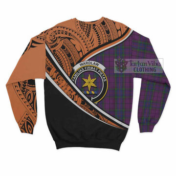 Wardlaw Crest Tartan Sweatshirt with Polynesian Vibes Style - Orange Version