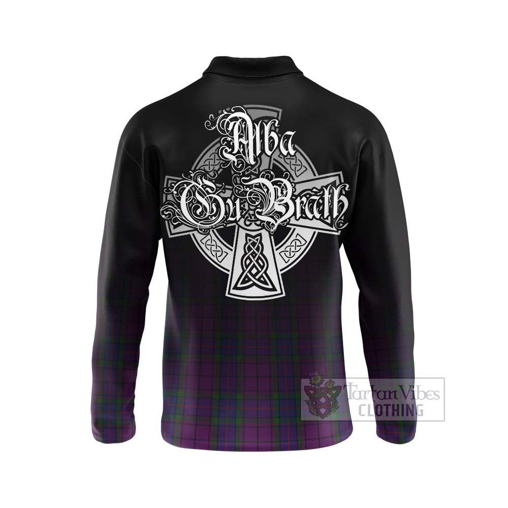 Tartan Vibes Clothing Wardlaw Tartan Long Sleeve Polo Shirt Featuring Alba Gu Brath Family Crest Celtic Inspired