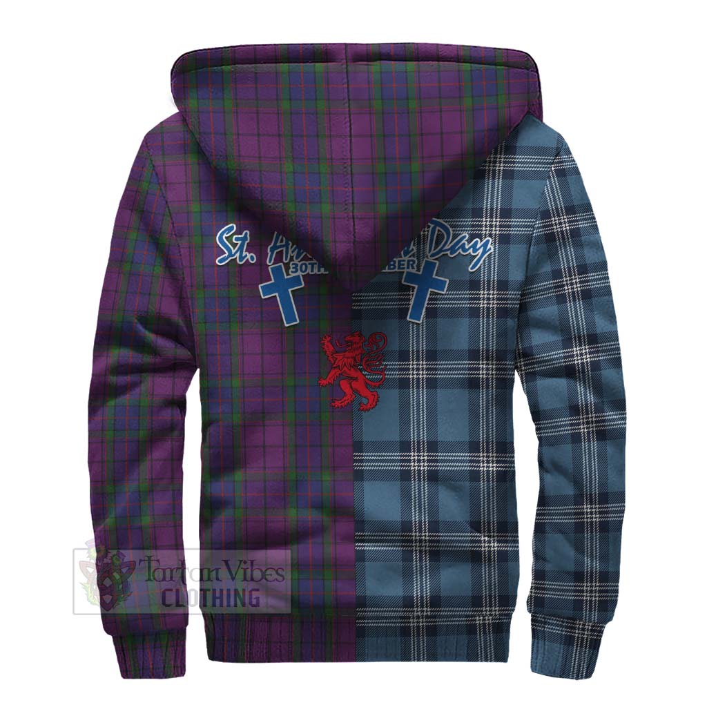 Tartan Vibes Clothing Wardlaw Tartan Sherpa Hoodie Happy St. Andrew's Day Half Tartan Style