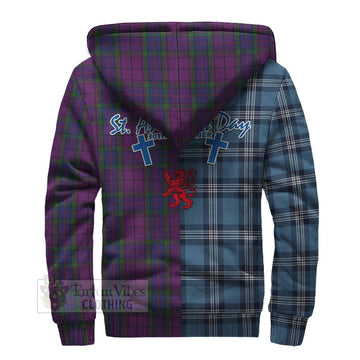 Wardlaw Tartan Sherpa Hoodie Happy St. Andrew's Day Half Tartan Style