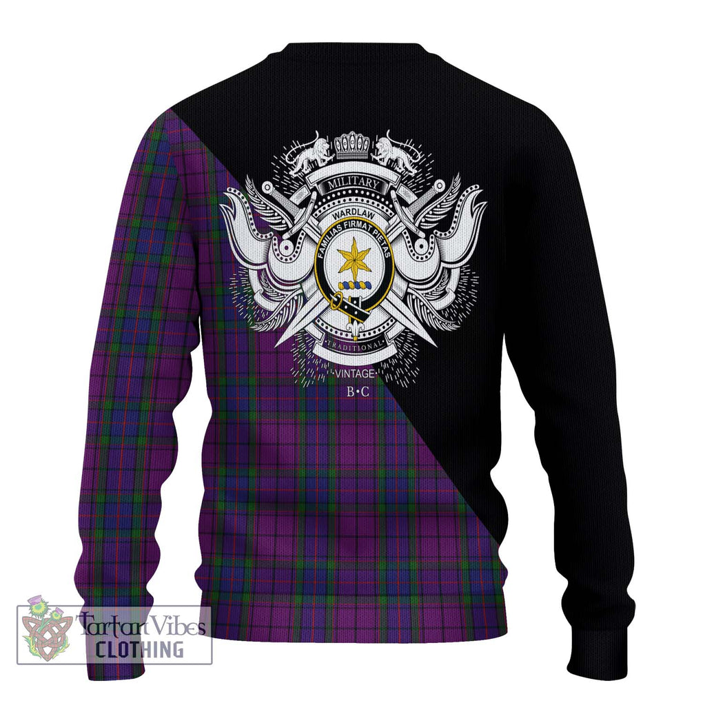 Wardlaw Tartan Knitted Sweater with Family Crest and Military Logo Style - Tartanvibesclothing Shop