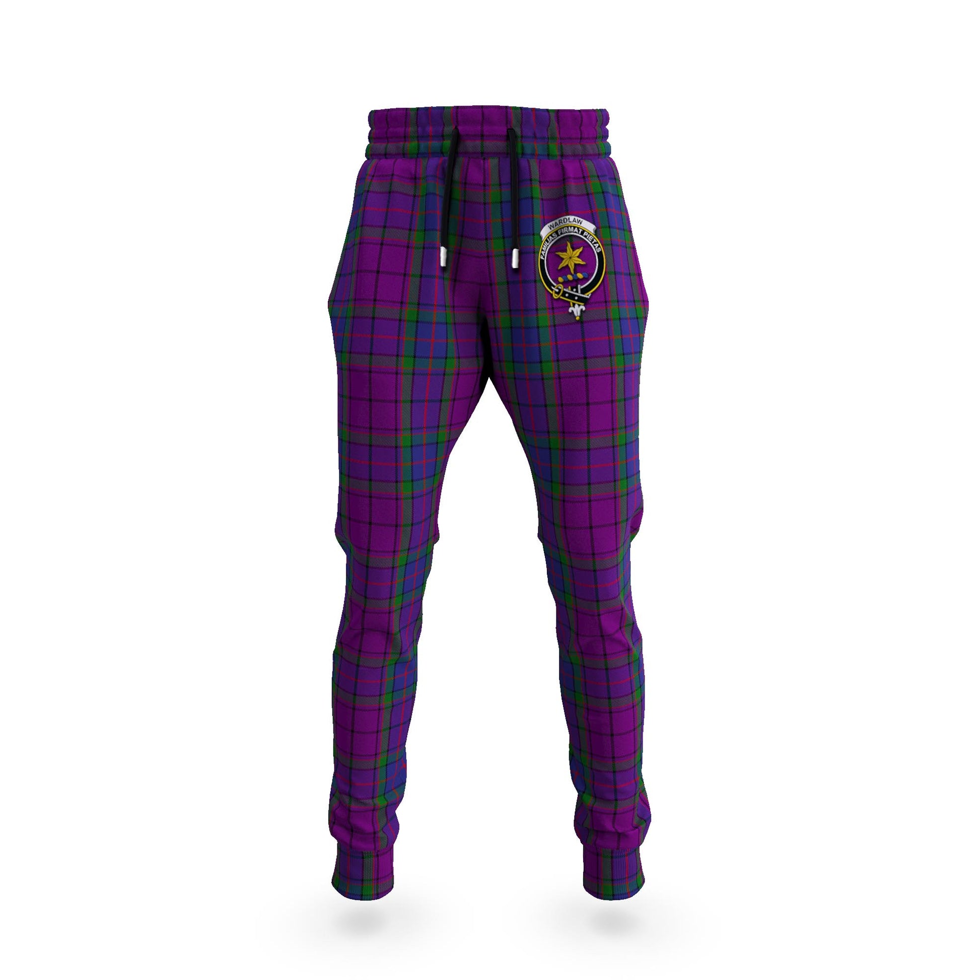 Wardlaw Tartan Joggers Pants with Family Crest - Tartanvibesclothing Shop