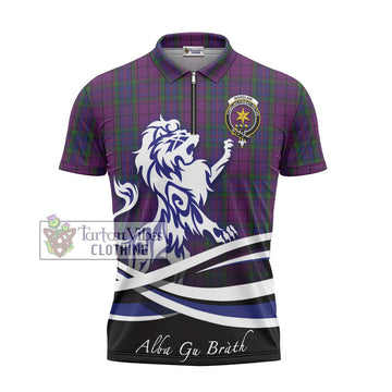 Wardlaw Tartan Zipper Polo Shirt with Alba Gu Brath Regal Lion Emblem