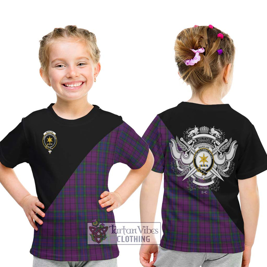 Wardlaw Tartan Kid T-Shirt with Family Crest and Military Logo Style - Tartanvibesclothing Shop