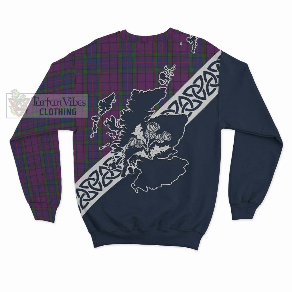 Tartan Vibes Clothing Wardlaw Tartan Sweatshirt Featuring Thistle and Scotland Map