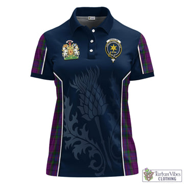 Wardlaw Tartan Women's Polo Shirt with Family Crest and Scottish Thistle Vibes Sport Style