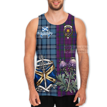 Wardlaw Tartan Men's Tank Top Happy St. Andrew's Day Half Tartan Style