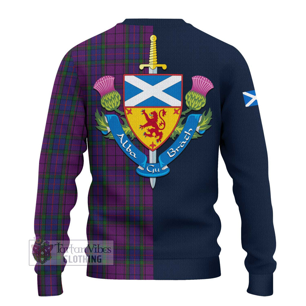 Tartan Vibes Clothing Wardlaw Tartan Knitted Sweater with Scottish Lion Royal Arm Half Style