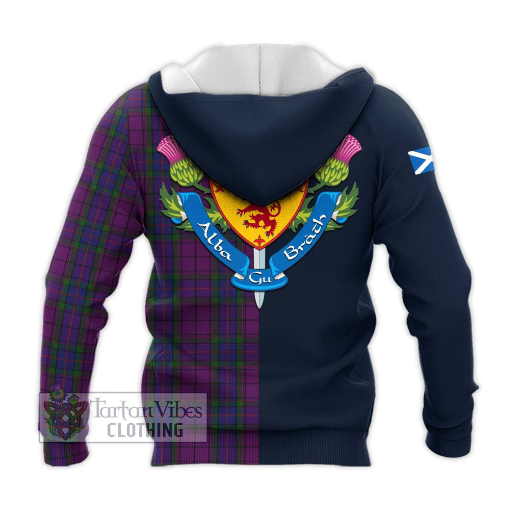 Tartan Vibes Clothing Wardlaw Tartan Knitted Hoodie with Scottish Lion Royal Arm Half Style