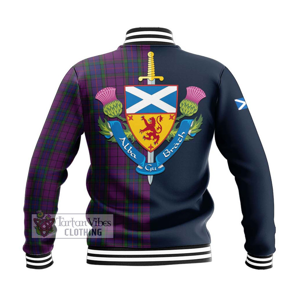 Tartan Vibes Clothing Wardlaw Tartan Baseball Jacket with Scottish Lion Royal Arm Half Style