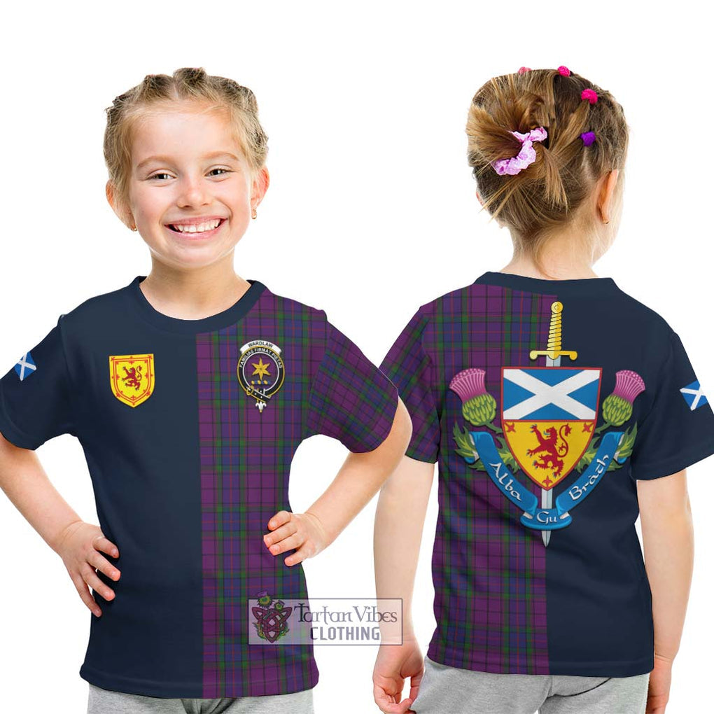 Tartan Vibes Clothing Wardlaw Tartan Kid T-Shirt with Scottish Lion Royal Arm Half Style