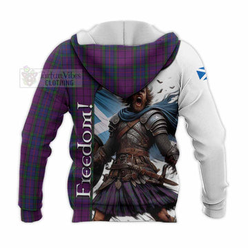 Wardlaw Crest Tartan Knitted Hoodie Inspired by the Freedom of Scottish Warrior