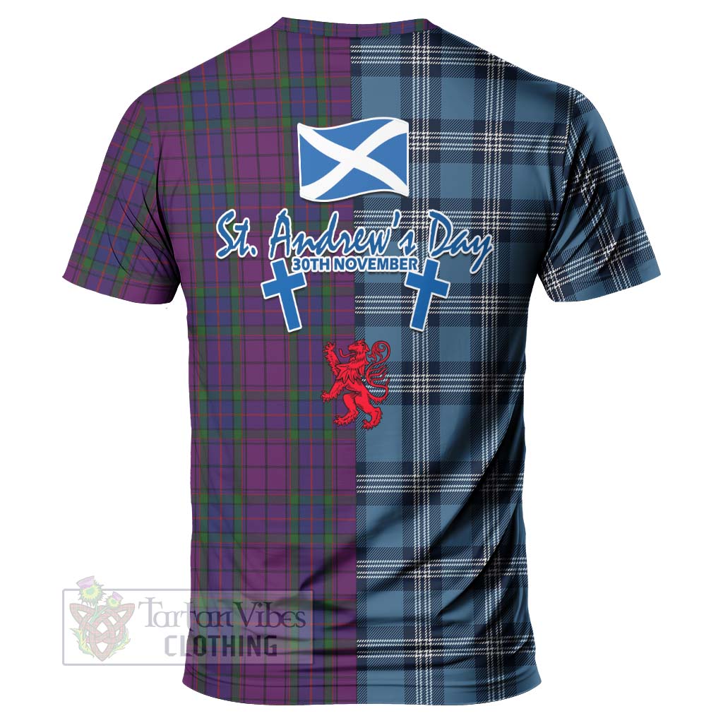 Tartan Vibes Clothing Wardlaw Tartan T-Shirt Happy St. Andrew's Day Half Tartan Style