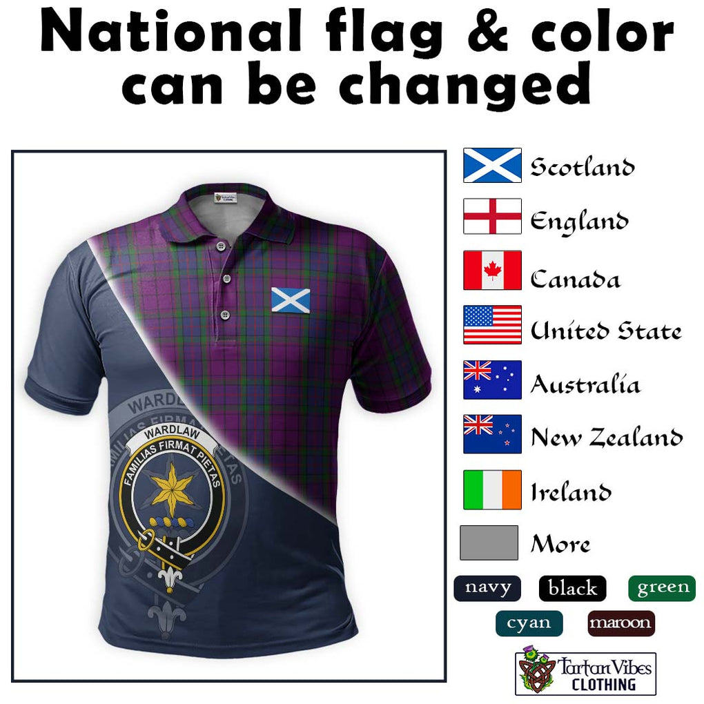 Wardlaw Tartan Polo Shirt with Personalised National Flag and Family Crest Half Style - Tartanvibesclothing Shop