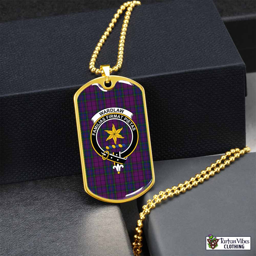 Tartan Vibes Clothing Wardlaw Tartan Dog Tag Necklace with Family Crest