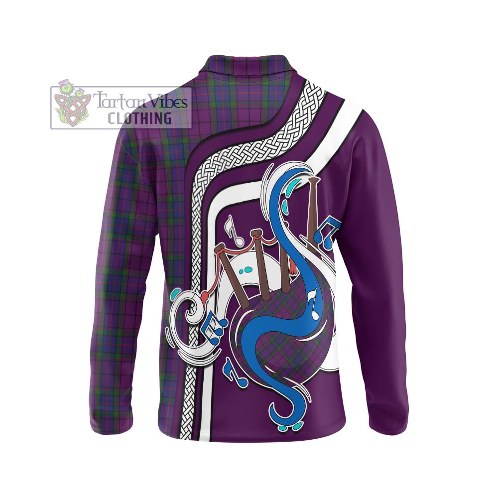 Tartan Vibes Clothing Wardlaw Tartan Long Sleeve Polo Shirt with Epic Bagpipe Style