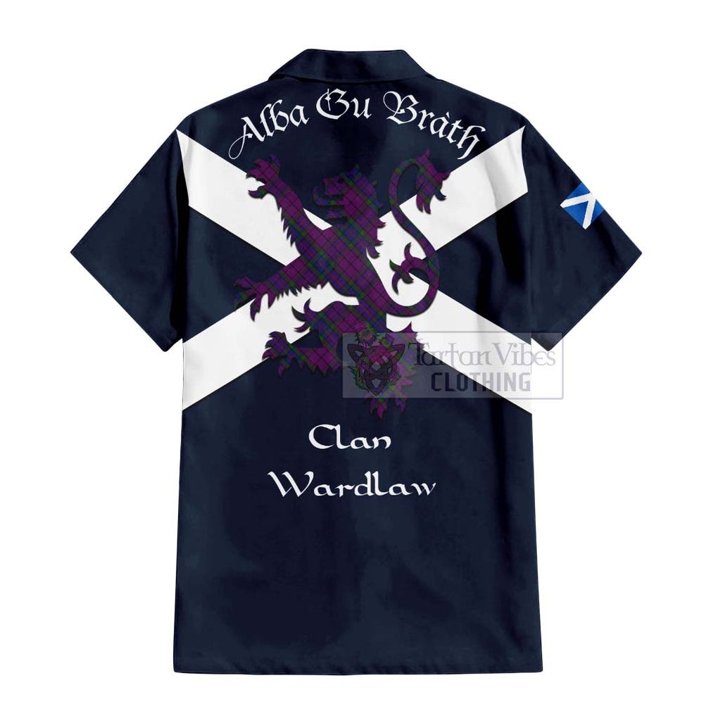 Tartan Vibes Clothing Wardlaw Tartan Lion Rampant Short Sleeve Button Shirt – Proudly Display Your Heritage with Alba Gu Brath and Clan Name