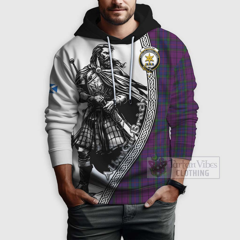 Tartan Vibes Clothing Wardlaw Tartan Clan Crest Hoodie with Highlander Warrior Celtic Style