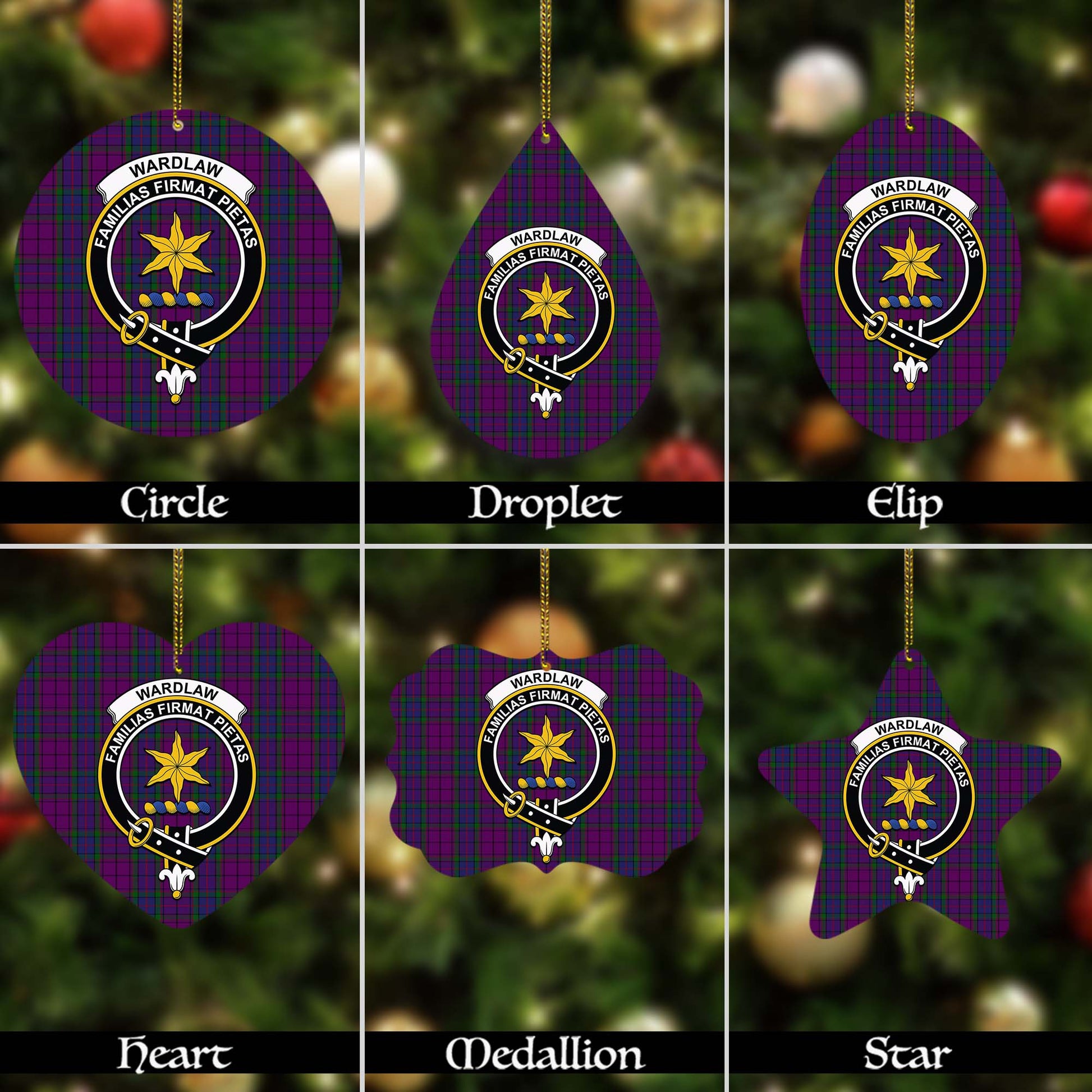Wardlaw Tartan Christmas Ornaments with Family Crest - Tartanvibesclothing