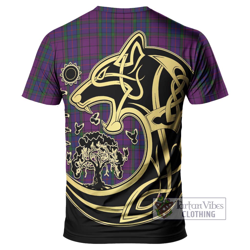 Tartan Vibes Clothing Wardlaw Tartan T-Shirt with Family Crest Celtic Wolf Style