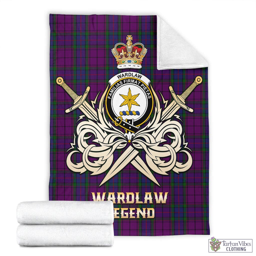 Tartan Vibes Clothing Wardlaw Tartan Blanket with Clan Crest and the Golden Sword of Courageous Legacy