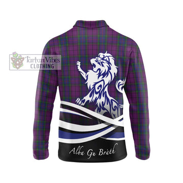 Wardlaw Tartan Long Sleeve Polo Shirt with Alba Gu Brath Regal Lion Emblem