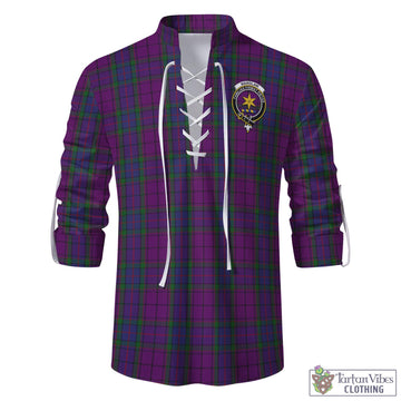 Wardlaw Tartan Men's Scottish Traditional Jacobite Ghillie Kilt Shirt with Family Crest