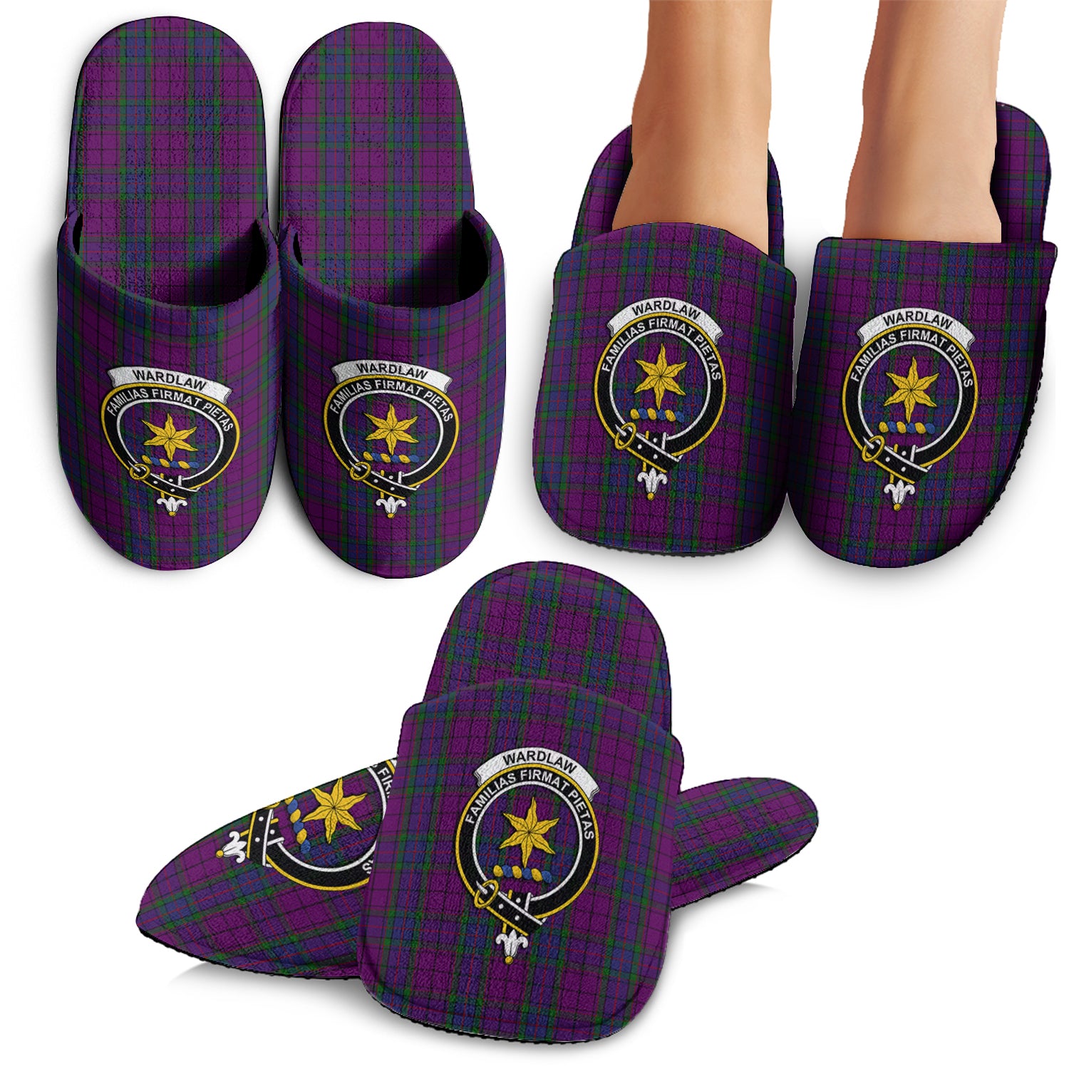 Wardlaw Tartan Home Slippers with Family Crest - Tartan Vibes Clothing