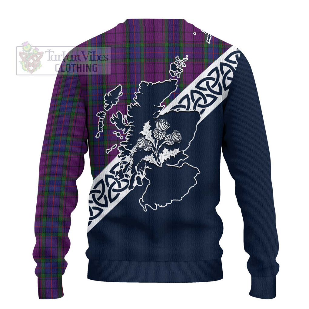 Tartan Vibes Clothing Wardlaw Tartan Knitted Sweater Featuring Thistle and Scotland Map