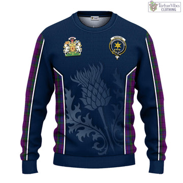 Wardlaw Tartan Knitted Sweatshirt with Family Crest and Scottish Thistle Vibes Sport Style