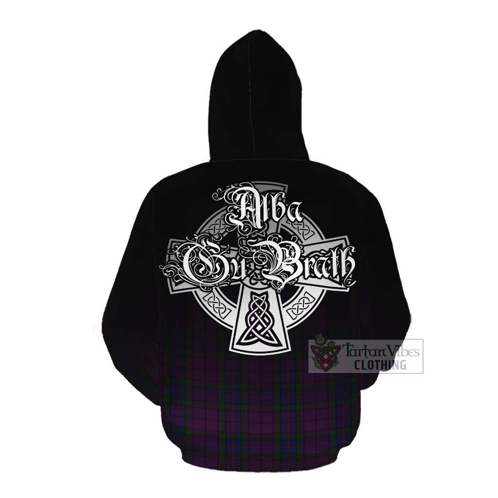 Tartan Vibes Clothing Wardlaw Tartan Cotton Hoodie Featuring Alba Gu Brath Family Crest Celtic Inspired